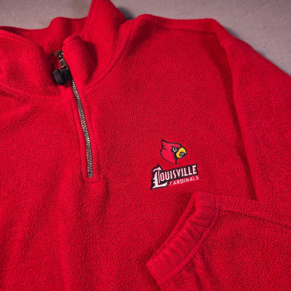 Antigua Louisville Cardinals Red Fleece Quarter Zip Pullover Mens Large 8498/01